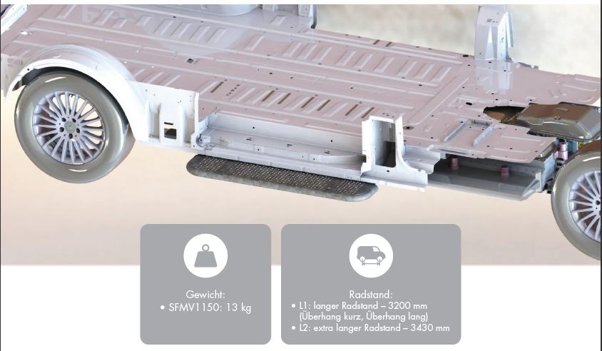 Serie ST | Seitliche, starre Trittstufe, 1150 mm - Vito ab 2014, V-Klasse ab 2014, eVito ab 2019, EQV ab 2020