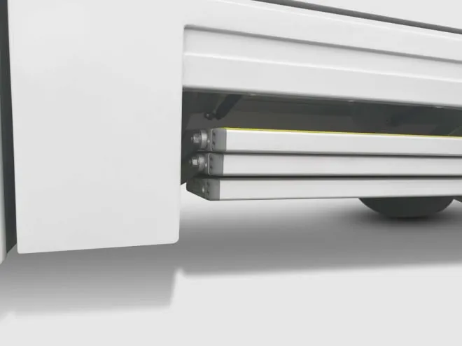 Elektrische Mehrfach Trittstufe für Wohnmobil und Kastenwagen, eingeklappt, Serie E3 von AlphaDynamik