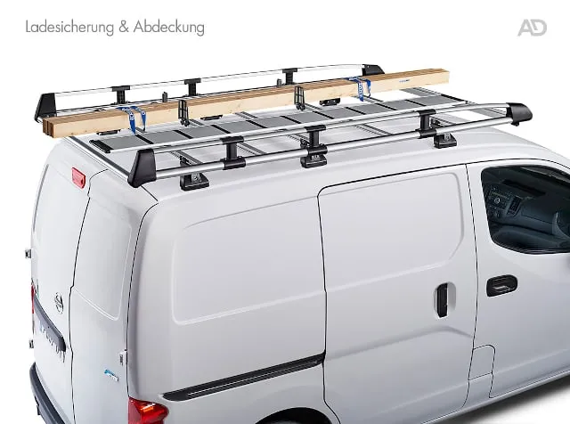 Aluminium Van Dachgepäckträger, Ladungssicherungsvorrichtung & Abdeckung. Serie LA Aluminium Dachgepäckträger für Transporter von AlphaDynamik